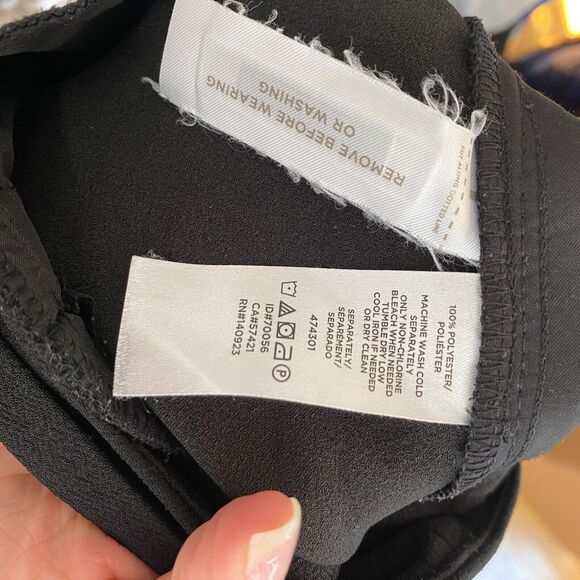 Loft Jet Black Capri Trouser Pants Hook Eye Closure Cute Tie Front 6 Petite - Picture 7 of 12